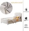 Merax Polsterbett 90*200cm Schlafsofa Bettgestell Flanell mit Rückenlehne Armlehne Gästebett Beige Bild 5