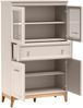 AX LIVING Vitrine Nymphen Cashmere Glas 4 Türen 1 Schublade MDF Eiche Beine Bild 4