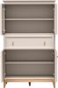 AX LIVING Vitrine Nymphen Cashmere Glas 4 Türen 1 Schublade MDF Eiche Beine Bild 3