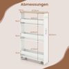 13 cm schlanker Aufbewahrungswagen mit Ladestation 4-stufiger rollbarer Küchenwagen mit Griff Natur + Weiß Bild 2