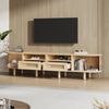 TV-Lowboard mit Rattan-Schubladen & Schiebetüren, 170 x 40 x 40 cm, Eiche hell Bild 5
