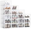 Schuhboxen, 18er Set, durchsichtig, aus Kunststoff, mit Tür, stapelbar, 33,2 x 23 x 14,5 cm, transparent-wolkenweiß Bild 4