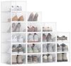 Schuhboxen, 18er Set, durchsichtig, aus Kunststoff, mit Tür, stapelbar, 33,2 x 23 x 14,5 cm, transparent-wolkenweiß Bild 5