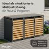 STEELSØN 'Kestra' Mülltonnenbox 3er je 240 Liter, anthrazit mit Holzoptik, Mülltonnenverkleidung aus Stahl, wetterfest, 116x80x203 cm, Müllbox für 3 Tonnen Bild 3