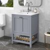 Badezimmerschrank mit Waschbecken, modernes Badmöbel Set, Hochglanz-Keramikbecken, kratzfest und hitzebeständig, pflegeleicht,Weiß & Grau Bild 2