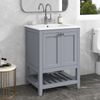 Badezimmerschrank mit Waschbecken, modernes Badmöbel Set, Hochglanz-Keramikbecken, kratzfest und hitzebeständig, pflegeleicht,Weiß & Grau Bild 3