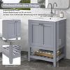 Badezimmerschrank mit Waschbecken, modernes Badmöbel Set, Hochglanz-Keramikbecken, kratzfest und hitzebeständig, pflegeleicht,Weiß & Grau Bild 5