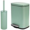spirella Badaccessoires-Sets AKIRA, Badezimmer Zubehör-Set, 2-tlg, bestehend aus Kosmetikeimer 5L Treteimer mit SoftClose Absenkautomatik und WC Garnitur mit hygienischem Innenbehälter und Deckel, Stahl matt-satiniert, angesagte Trendfarben, grün, Komb... Bild 4