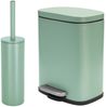 spirella Badaccessoires-Sets AKIRA, Badezimmer Zubehör-Set, 2-tlg, bestehend aus Kosmetikeimer 5L Treteimer mit SoftClose Absenkautomatik und WC Garnitur mit hygienischem Innenbehälter und Deckel, Stahl matt-satiniert, angesagte Trendfarben, grün, Komb... Bild 5