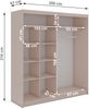 Schwebetürenschrank WALENCJA mit Spiegel & Lacobel-Glas, moderner Kleiderschrank, Breite 200 cm, High-Gloss Design - Kaschmir, Grau Bild 5