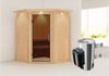Karibu Sauna Nanja mit Dachkranz + 3,6kW Saunaofen mit integr. Steuerung Klarglas Ganzglastür Bild 4