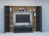 Dmora Ausgestattete Wand Austis, 3-türiges TV-Ständer-Wohnzimmerset, Mehrzweck-Wohnzimmermöbel, 100 % Made in Italy, 270 x 35 x 210 cm, Anthrazit und Eiche, Bild 5