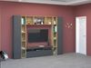 Dmora Ausgestattete Wand Austis, 3-türiges TV-Ständer-Wohnzimmerset, Mehrzweck-Wohnzimmermöbel, 100 % Made in Italy, 270 x 35 x 210 cm, Anthrazit und Eiche, Bild 2