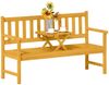 Outsunny Bank mit Rücken- & Armlehnen, Klappbarer Tisch (2-Sitzer Gartenbank aus Holz, 1-St, wetterfest Sitzbank), 160kg belastbar, für Balkon, Garten, 149x56,5x89cm, Teak Bild 2