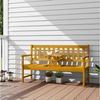 Outsunny Bank mit Rücken- & Armlehnen, Klappbarer Tisch (2-Sitzer Gartenbank aus Holz, 1-St, wetterfest Sitzbank), 160kg belastbar, für Balkon, Garten, 149x56,5x89cm, Teak Bild 1