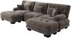 Wohnlandschaft aus Chenille mit 2 Ottomanen & modularem Design, braun Bild 5