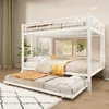 Etagenbett mit Gästebett, Lattenrost, Leiter und Rausfallschutz, 140x200cm, Kinderbett, Jugendbett, Metallbett Bild 2