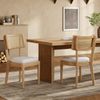 Stuhl 4er-Set, Massivholz mit Rattan‑Rückenlehne und Leinenkissen, Wood,50*58*88 cm Bild 3