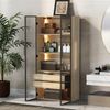 Merax Badezimmerschrank, mittel, mit Lichtleiste, 73 cm breit, mit 2 großen Schubladen und 2 Türen, Glastür , Eichenfarbe Bild 2