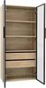 Merax Badezimmerschrank, mittel, mit Lichtleiste, 73 cm breit, mit 2 großen Schubladen und 2 Türen, Glastür , Eichenfarbe Bild 3