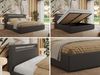 Polsterbett GOLD 5 CLASSIC 140 x 200 cm mit LED-Beleuchtung & Bettkasten, Doppelbett inkl. Lattenrost, Metall-Lift-System & Stauraum, Multipocket Matratze - Grau Kunstleder - ELORI LUX Bild 2