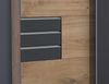 Schwebetürenschrank Kleiderschrank 3trg 270cm Eiche Dekor,Glas Grau Schubkästen Bild 4