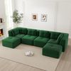 4-Sitzer Sofa 386x177x69 cm aus Cordstoff rahmenlos modular mit 2 Ottomanen, grün Bild 2