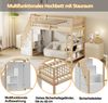 Merax Hochbett 90 x 200, Hochzaun-Sicherheitsdesign mit Kleiderschrank, Regalen und Stauraum mit Sicherheitskletterleiter, Multifunktionsbett, Massivholzbett, Holzfarbe Bild 5