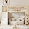 Merax Hochbett 90 x 200, Hochzaun-Sicherheitsdesign mit Kleiderschrank, Regalen und Stauraum mit Sicherheitskletterleiter, Multifunktionsbett, Massivholzbett, Holzfarbe Bild 2