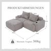Modulares 2-Sitzer Cordsofa m. Hocker, Getränkehalter, Tasche, Hellgrau Bild 4