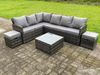 Fimous Hoher Rücken Dunkelgrau gemischt Rattan Ecksofa Set Gartenmöbel Quadratischer Couchtisch 2 kleine Fußhockern 8 Sitzer Bild 2