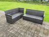 Fimous Hoher Rücken Dunkelgrau gemischt Rattan Ecksofa Set Gartenmöbel Quadratischer Couchtisch 2 kleine Fußhockern 8 Sitzer Bild 3