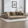 Schlafsofa 273 x 98 x 87 cm aus Cord in Khaki – mit hoher Rückenlehne, Seitentaschen und Getränkehaltern Bild 3