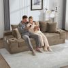 Schlafsofa 273 x 98 x 87 cm aus Cord in Khaki – mit hoher Rückenlehne, Seitentaschen und Getränkehaltern Bild 4