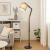 Smart RGB LED Stehlampe, Holz, Textil, grau, schwarz, beweglich, H 172 cm Bild 4