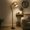 Smart RGB LED Stehlampe, Holz, Textil, grau, schwarz, beweglich, H 172 cm Bild 5