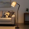 Smart RGB LED Stehlampe, Holz, Textil, grau, schwarz, beweglich, H 172 cm Bild 3