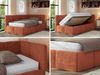 Jugendbett 90x200 ARVO Polsterbett mit Bettkasten, Stauraum & Gasdruckfeder, Modernes Design mit Kopfteil, Foam Matratze - Orange Plüsch - MIRO LUX - Rechts Seite Bild 2