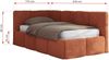 Jugendbett 90x200 ARVO Polsterbett mit Bettkasten, Stauraum & Gasdruckfeder, Modernes Design mit Kopfteil, Foam Matratze - Orange Plüsch - MIRO LUX - Rechts Seite Bild 3