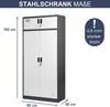 Mehrzweckschrank Metall mit Erweiterung BORYS - 185x90x50cm Anthrazit-Weiß | Büroschrank Spind Stahlschrank Archivschrank Aktenschrank Metallschrank Bild 2
