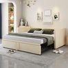 Polsterschlafsofa 90x200 cm, ausziehbar auf 180x200 cm, mit Lattenrost, Beige Bild 4