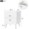 Flieks Nachttisch (2er Set), 2er Set Nachttisch mit Wellenmuster und 2 Schubladen 39.5x40x50cm Bild 3