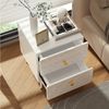 Flieks Nachttisch (2er Set), 2er Set Nachttisch mit Wellenmuster und 2 Schubladen 39.5x40x50cm Bild 2