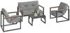 Outsunny Sitzgruppe mit 2er Sofa, Sessel, Sitzkissen, Beistelltisch, (wetterfest Balkonmöbel-Set, 4-tlg, Gartenmöbel Set für 4 Personen), für Garten Balkon Hellgrau Bild 2