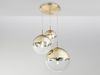 LED Hängelampe 3-flammig mit Glaskugeln in Gold & Klarglas Bild 3