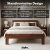 skølm 'Floki' Bett 140x200 cm, Bettgestell aus Eiche, Bettkopf 2 Streben, Massivholzbett lackiert, Walnuss Optik, geeignet als Doppelbett Bild 2