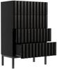 UEV Kommode schmal mit 4/5 Schublanden Sideboard Beistellschrank Buffet (Aufbewahrungskommode, Mehrzweckschrank aus Holz(Natur/Schwarz/Dunkelbraun), Schrank für Wohnzimmer,Schlafzimmer,Flur Bild 5