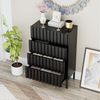 UEV Kommode schmal mit 4/5 Schublanden Sideboard Beistellschrank Buffet (Aufbewahrungskommode, Mehrzweckschrank aus Holz(Natur/Schwarz/Dunkelbraun), Schrank für Wohnzimmer,Schlafzimmer,Flur Bild 2