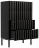 UEV Kommode schmal mit 4/5 Schublanden Sideboard Beistellschrank Buffet (Aufbewahrungskommode, Mehrzweckschrank aus Holz(Natur/Schwarz/Dunkelbraun), Schrank für Wohnzimmer,Schlafzimmer,Flur Bild 4