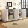 Moderner weißer Sideboard mit gewölbten Türen – 4-Türiger Aufbewahrungsschrank für Wohnzimmer & Esszimmer, MDF-Konstruktion mit matter Oberfläche, elegante und funktionale Aufbewahrungslösung, 160 cm Bild 4